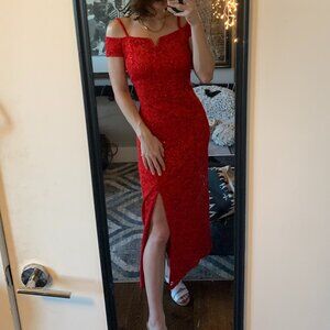 Red Sequin Bodycon Prom Dress